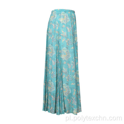 Damska plisowana długa spódnica z nadrukiem w stylu vintage